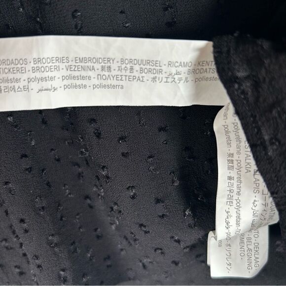 ZARA Faux Leather Embroidered Pindot Chiffon Black Cropped Top L - Picture 7 of 7